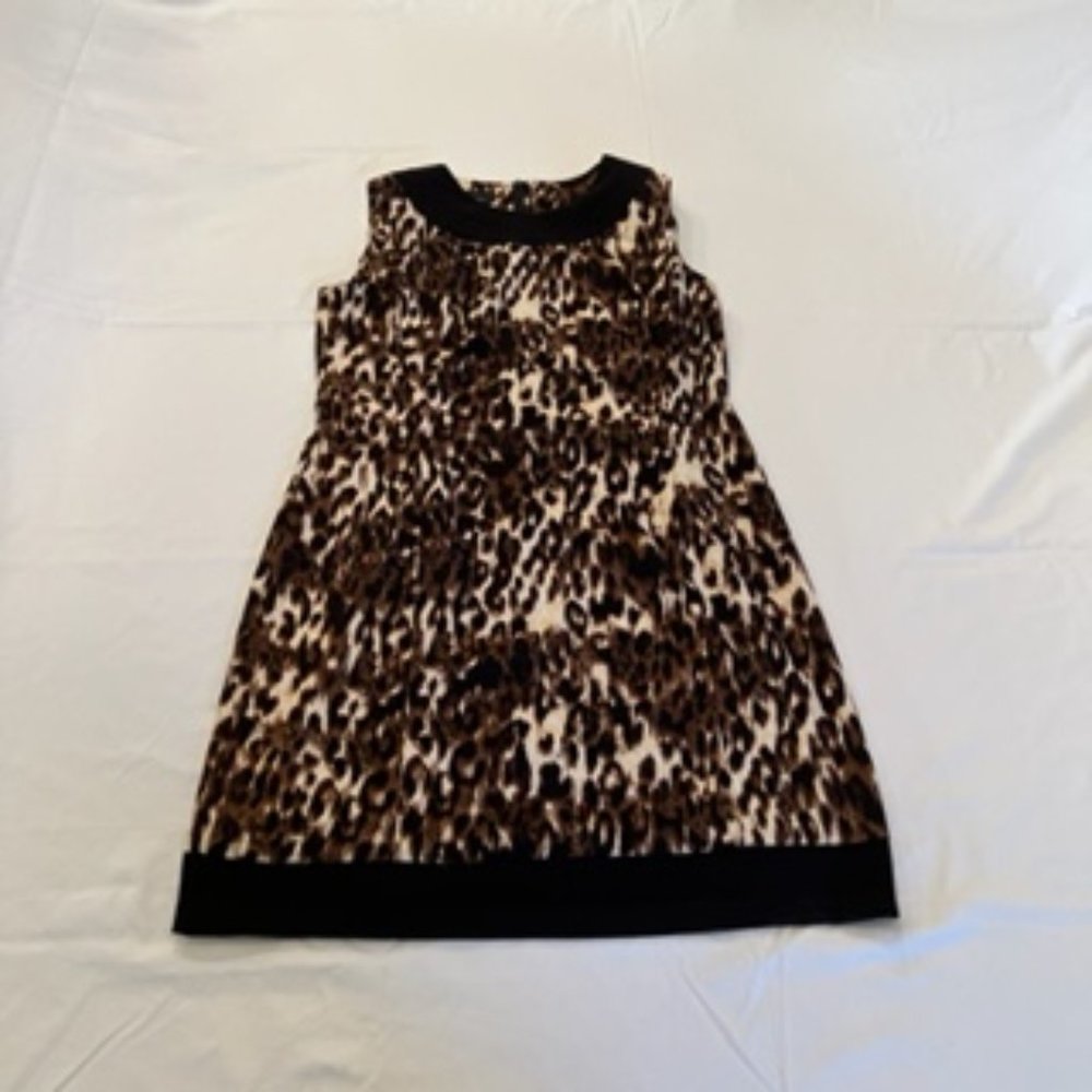 AB Studio Leopard Print Women's Sleeve Less Dress Black Brown Size 14